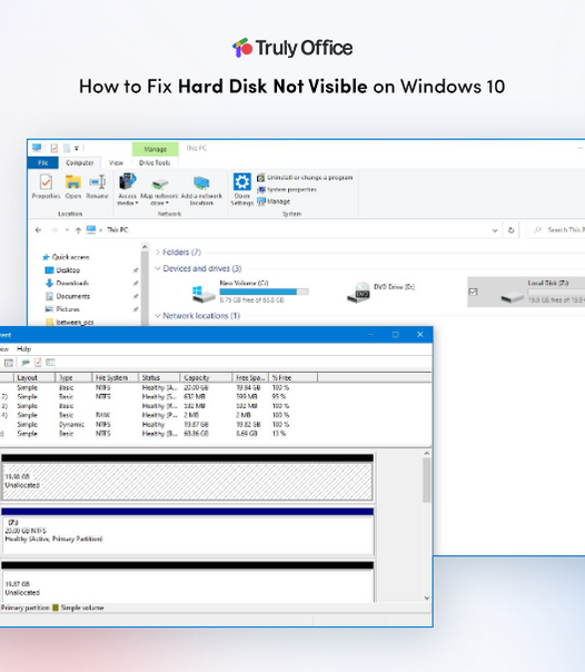 hard drive not showing up in windows 10